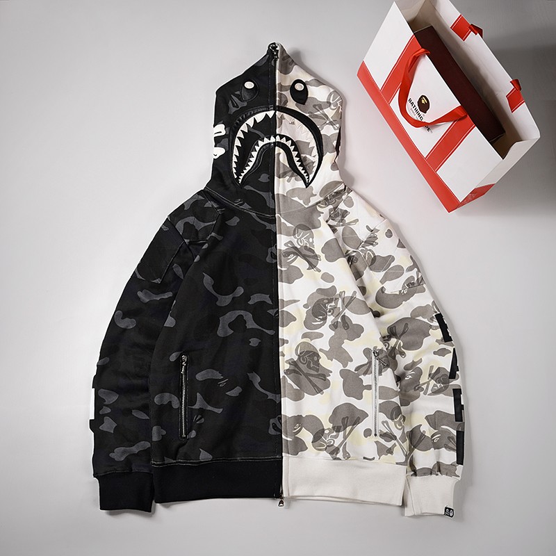 Bape Hoodie Black White S~2XL XX045